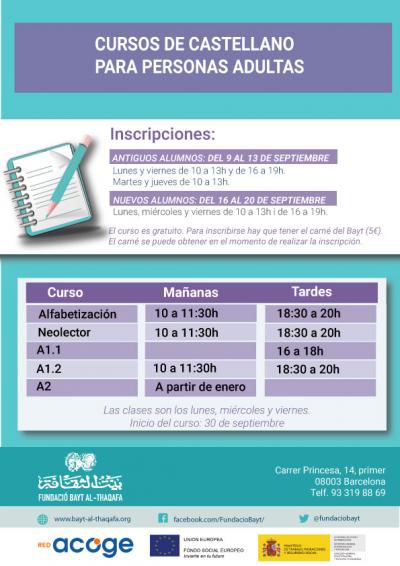 Cursos de castellano para personas adultas